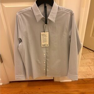 Lululemon Athletica Light Blue Pinstripe Dress Shirt
